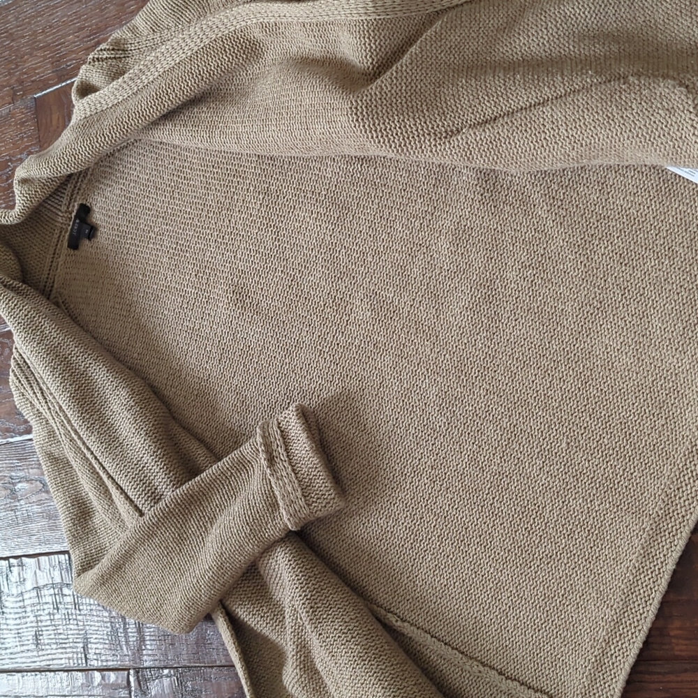 J. CREW I Oversized Tan Cotton & Wool Blend Open-Front Long Cardigan Sweater, XS - Picture 9 of 13